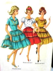 5545 SIMPLICITY SQUARE DANCING FLARE DRESS, TOP,  SKIRT 1964 PATTERN 14